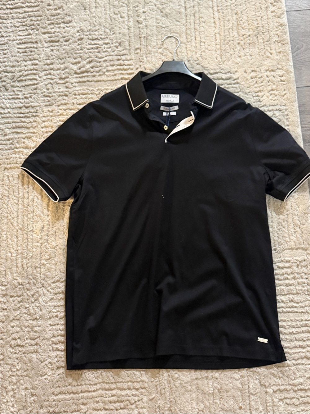 Men's Black Polo with Contrast Piping